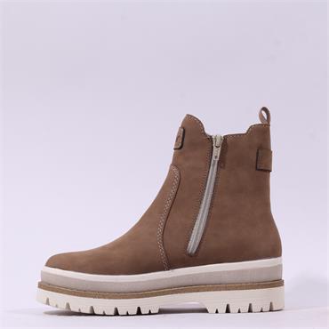 Rieker Platform Ankle Boot With Side Zip - Brown
